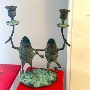 Brass frog Candle stick holder